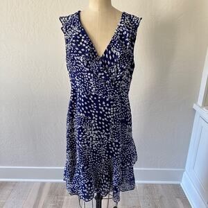 DKNY | Womens Soft Support Ruffle V-Neck Dress $129 NEW Size 12 Cocktail Blue